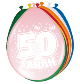 50 jaar Sarah ballonnen, 8 stuks