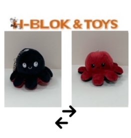 Octopus Mood Knuffel  zwart/rood