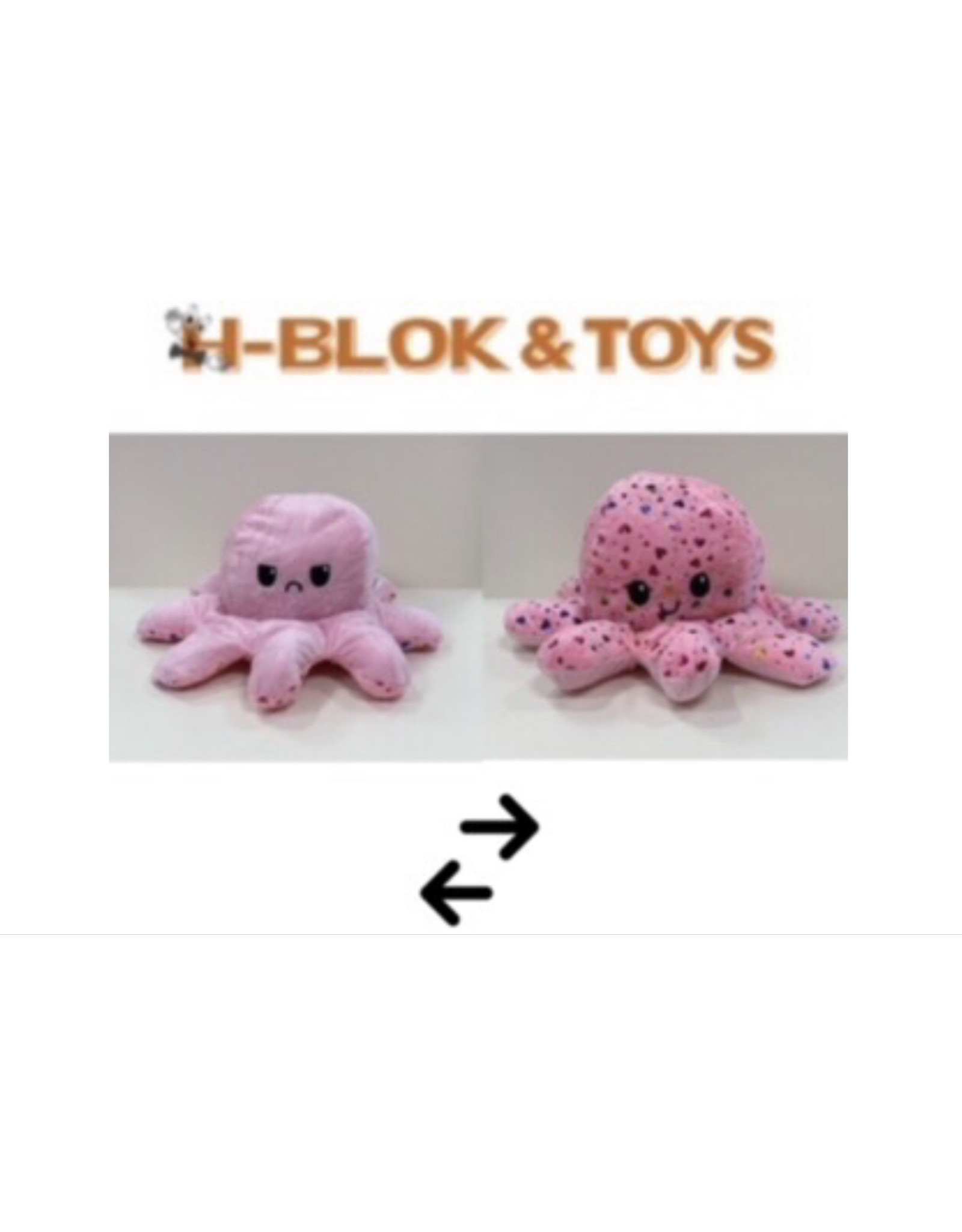 Octopus Mood Knuffel XXL roze/roze met hartjes