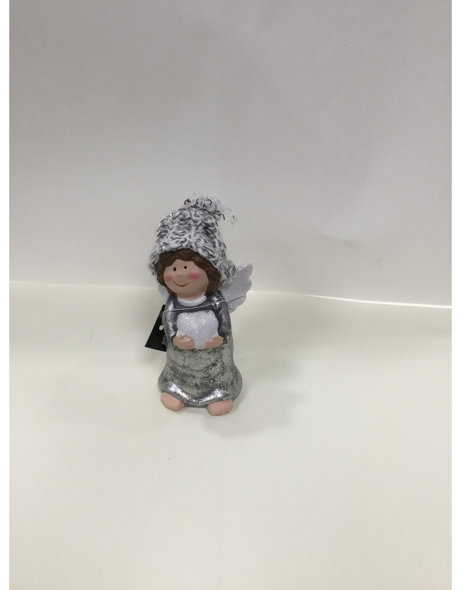 MANSION KERST DECORATIE  ENGEL 12CM WIT OR GRIJS