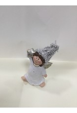 MANSION KERST DECORATIE  ENGEL 12CM WIT OR GRIJS