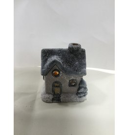 MANSION Kerst decoratie winterhuisje met verlichting 12x8 cm