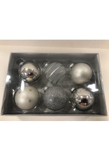 L.DAKE EN ZN 6 ST. LUXE KERSTBAL IN DOOS ZILVER