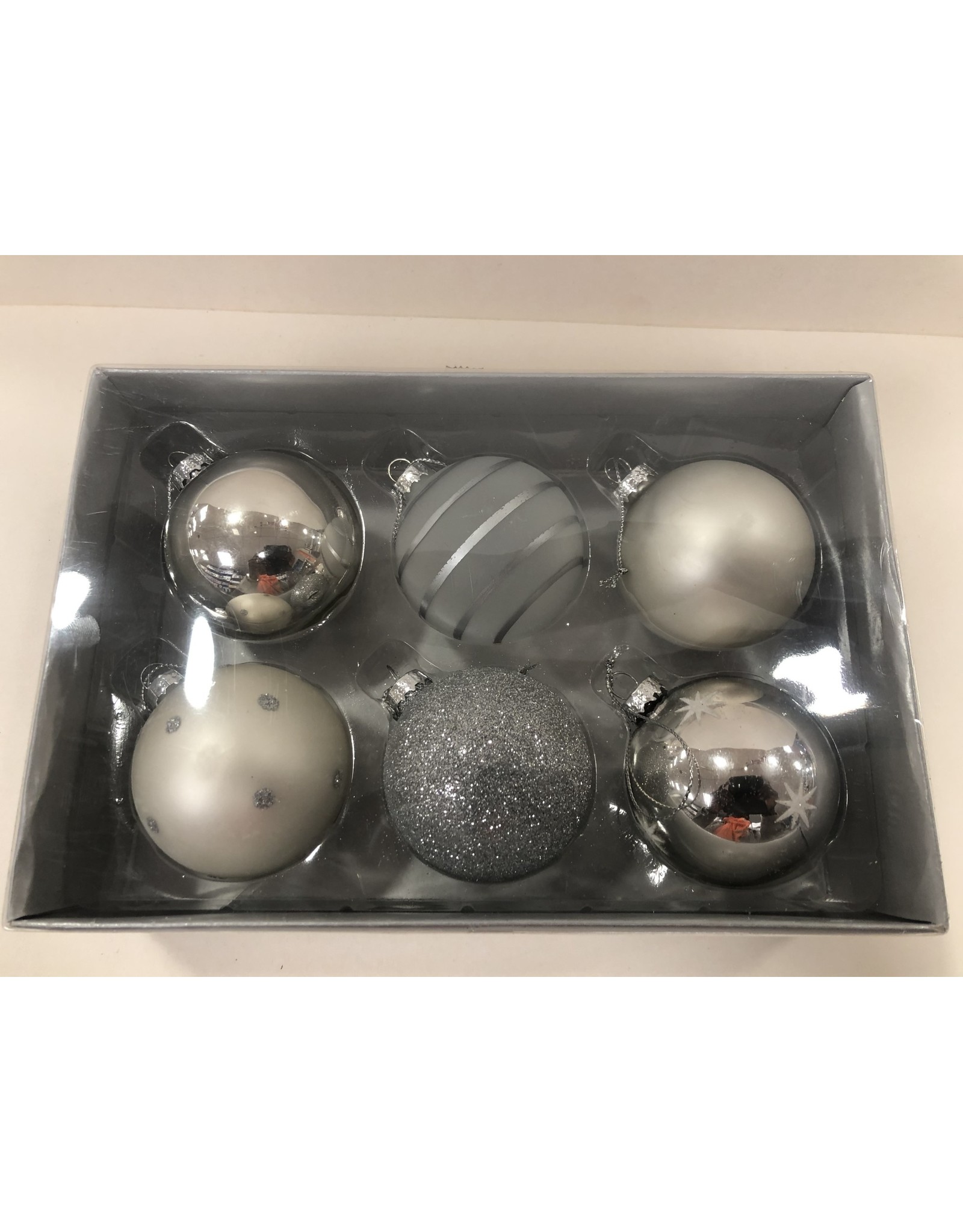 L.DAKE EN ZN 6 ST. LUXE KERSTBAL IN DOOS ZILVER