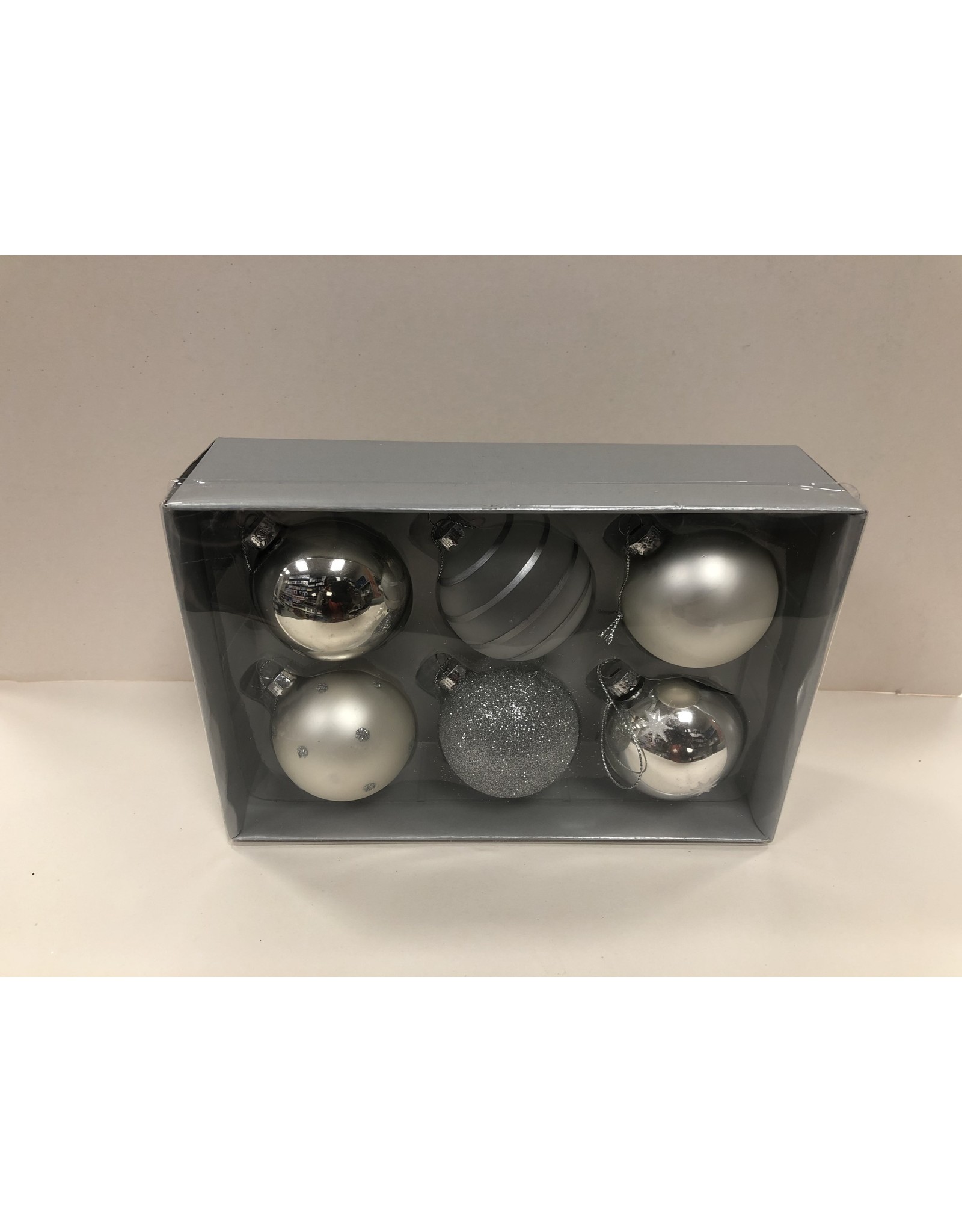 L.DAKE EN ZN 6 ST. LUXE KERSTBAL IN DOOS ZILVER