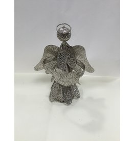 KERST DECORATIE  ENGEL METAL  ZILVER KLEUR  20CM