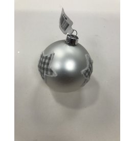 MERKLOOS KERSTBAL GLAS MAT ZILVER MET RUIT STER