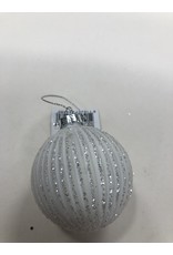 MERKLOOS KERSTBAL GLAS WIT MET GLITTER 6CM