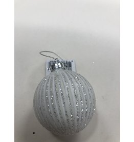 MERKLOOS KERSTBAL GLAS WIT MET GLITTER 6CM