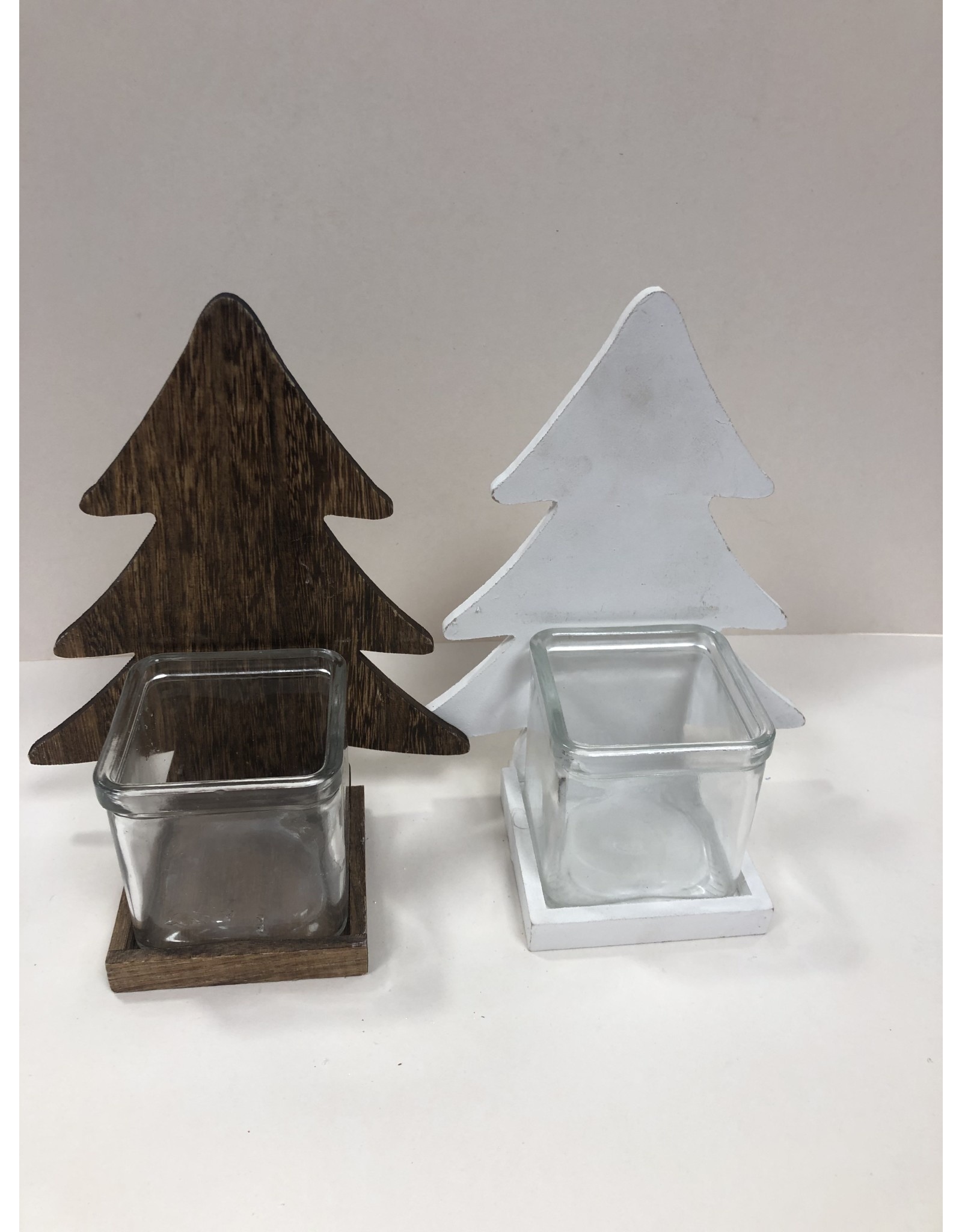 MERKLOOS KERSTBOOM HOUT WINDLICHT 20X17CM2ASS