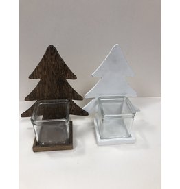 MERKLOOS KERSTBOOM HOUT WINDLICHT 20X17CM2ASS