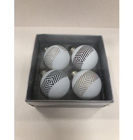 Decoris 4 STUKS KERSTBALLEN IN DOOS KOPER WIT