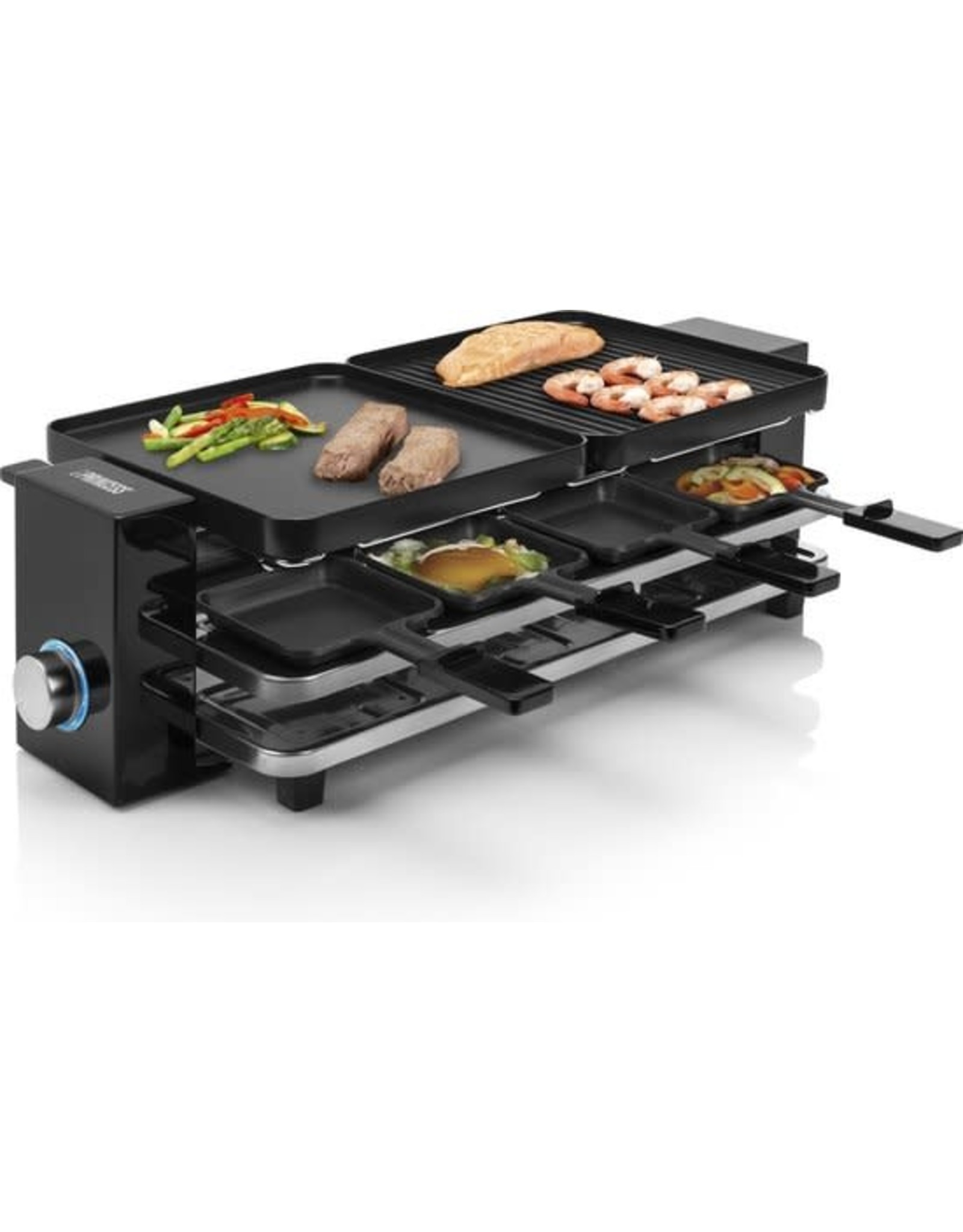 Prinses Princess 162925 Gourmetstel - Raclette Piano Black 8 – inclusief 8 spatels - 8 personen