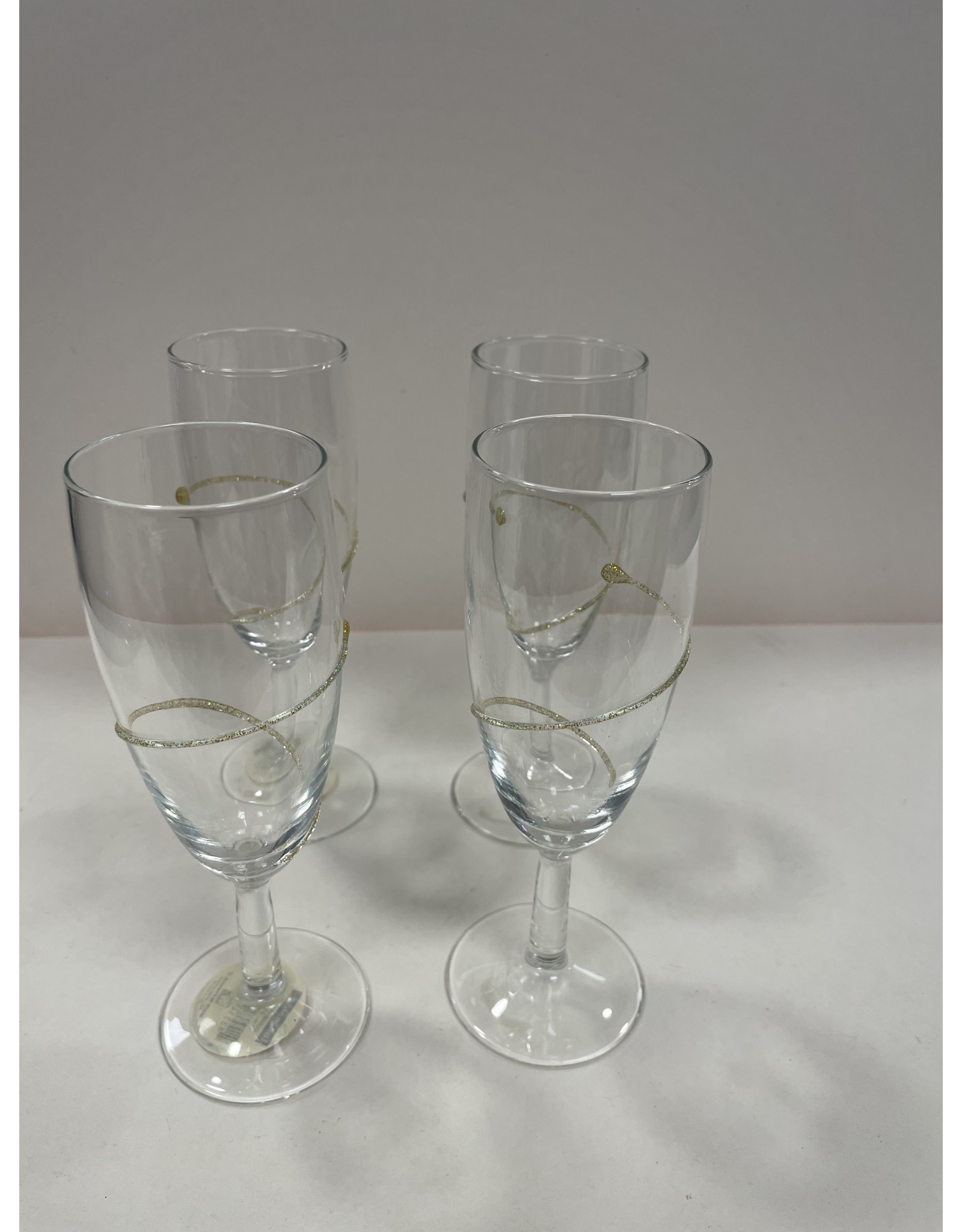 LUMINARC CHAMPAGNEGLAS 17 CL MET GLITTERGEL GOUD PER STUK