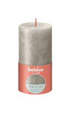 BOLSIUS Bolsius stompkaars Rustiek Shimmer zilver 60 uur D 6,8 H 13 cm