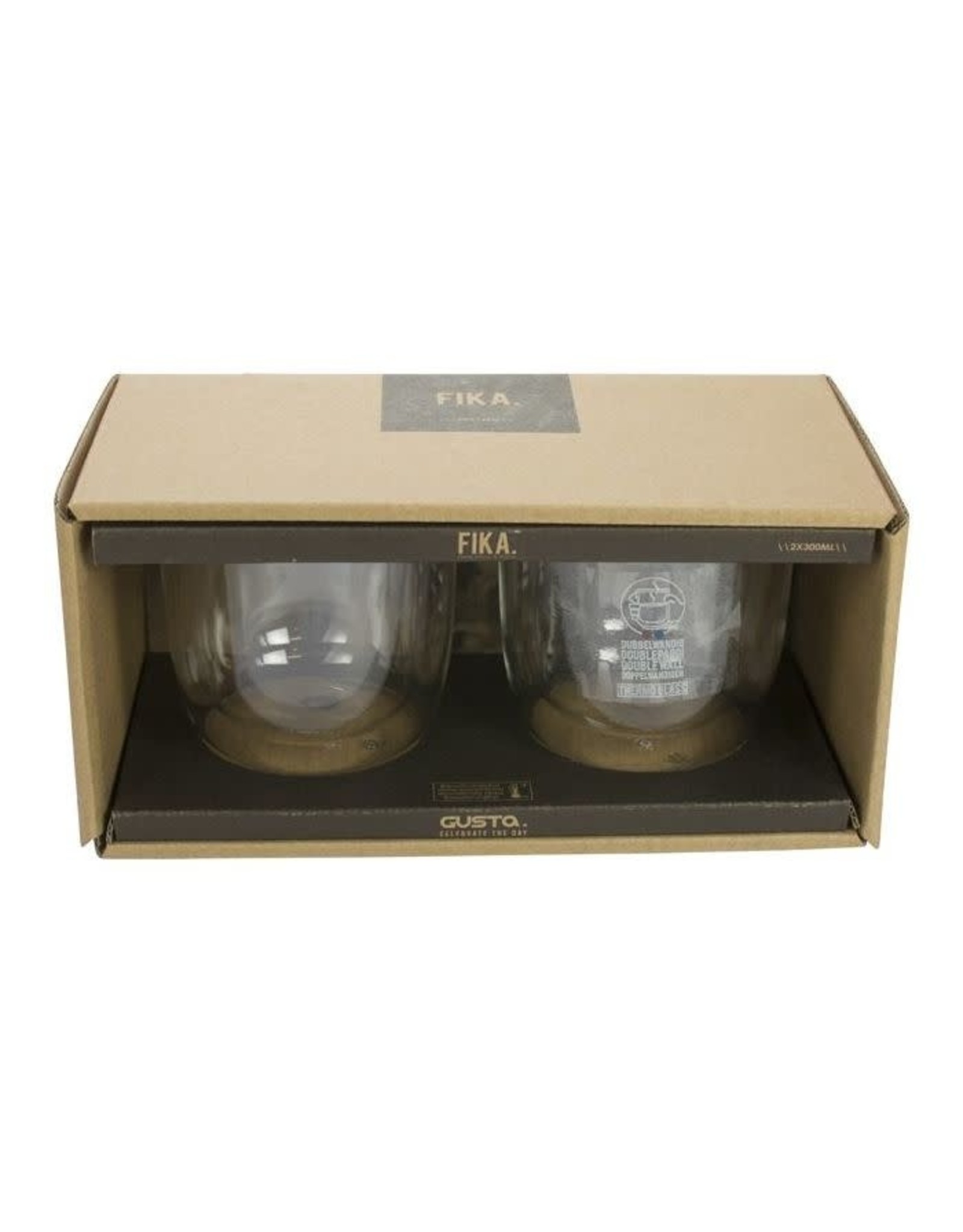 GUSTA Glas koffie/thee dubbelwandig 250 ml - 2 stuks - FIKA