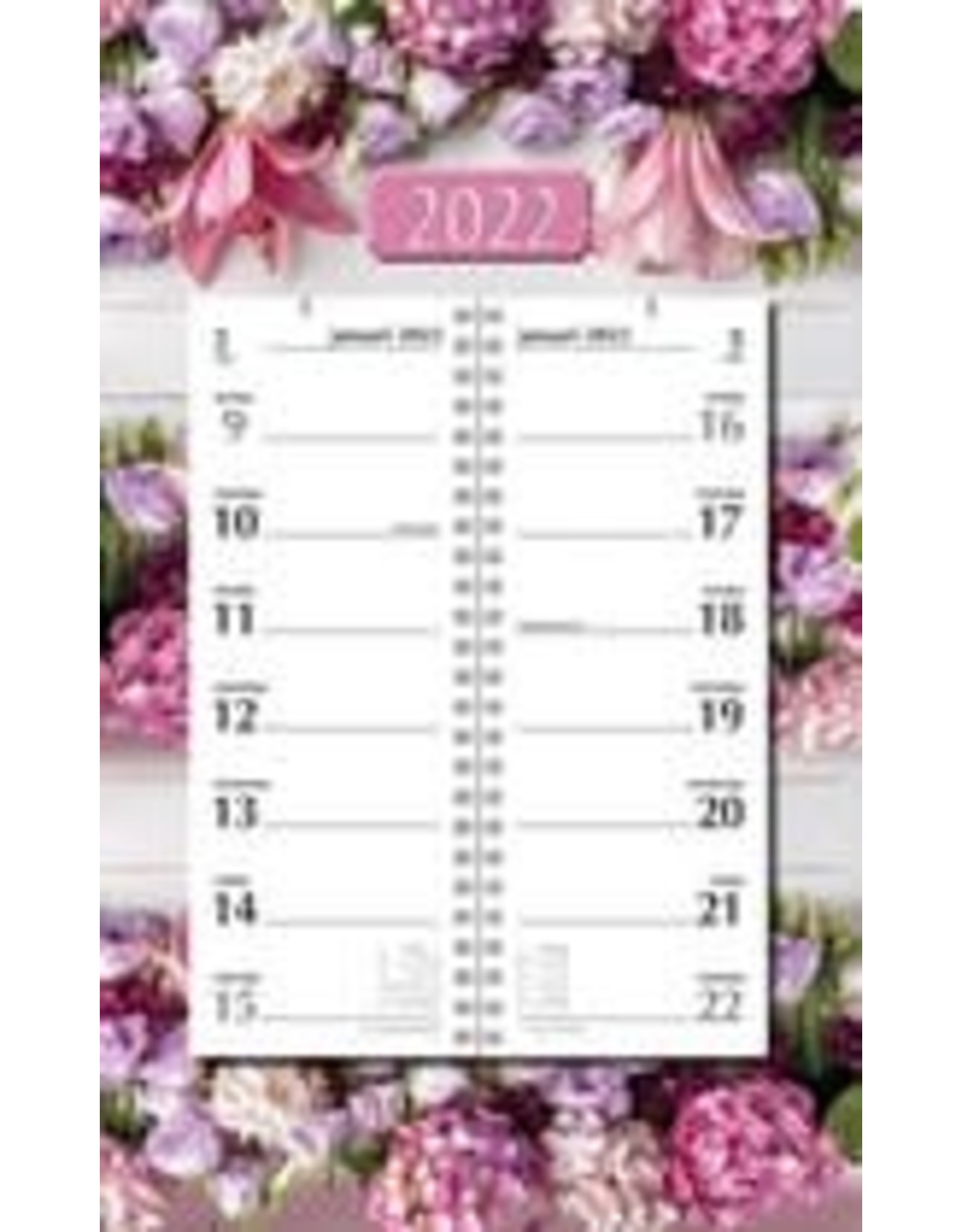 MGP CARDS MGPcards - Omleg-weekkalender 2022 - Week begint op Zondag - Bloemen