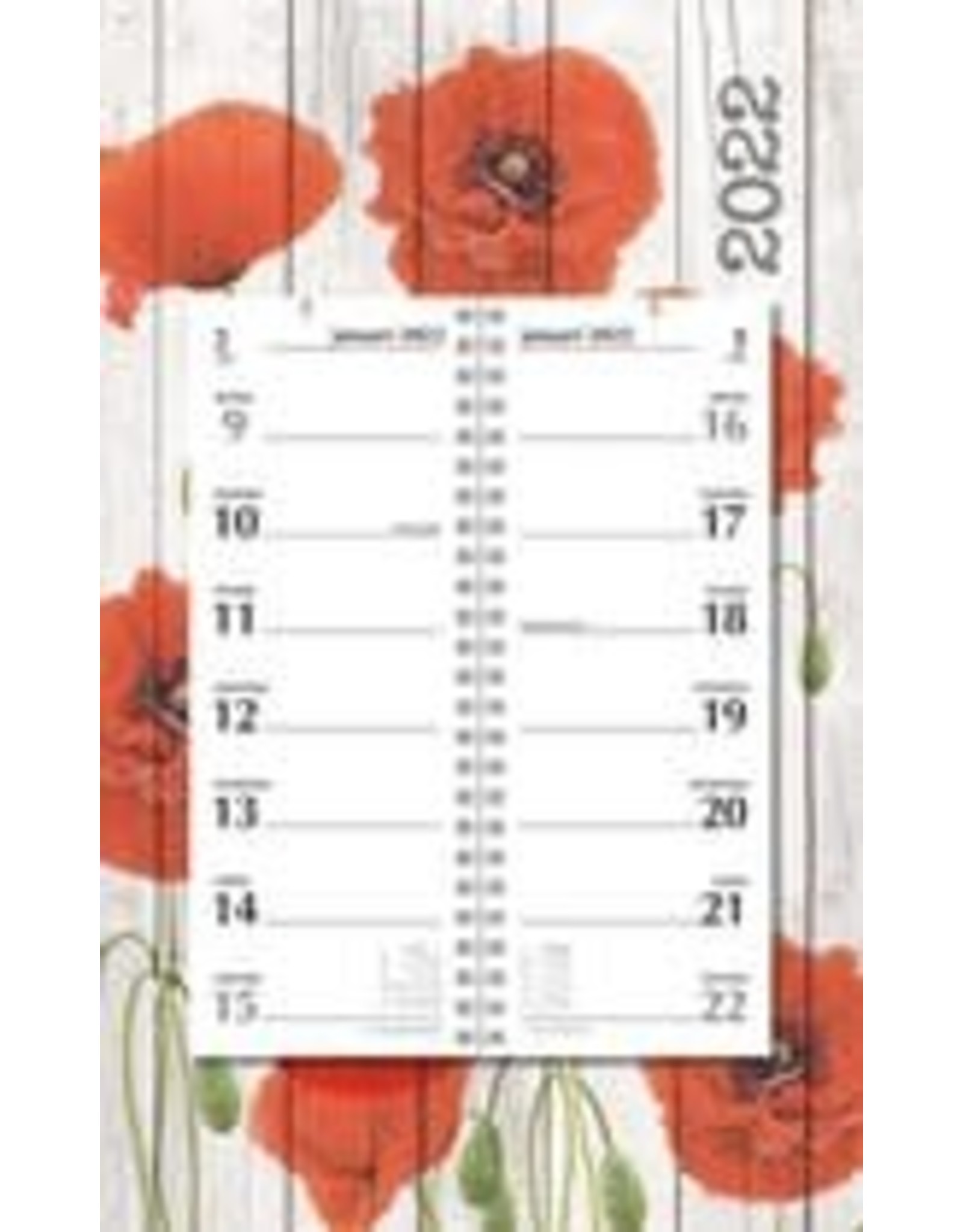 MGP CARDS MGPcards - Omleg-weekkalender 2022 - Week begint op Zondag - Bloemen