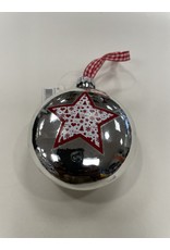 MERKLOOS KERSTBAL GLAS ZILVER MET STER