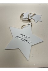 MERKLOOS KERSTBOOM HANGER  STER MET TEKST WIT