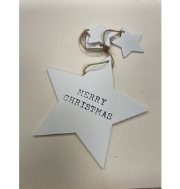 MERKLOOS KERSTBOOM HANGER  STER MET TEKST WIT