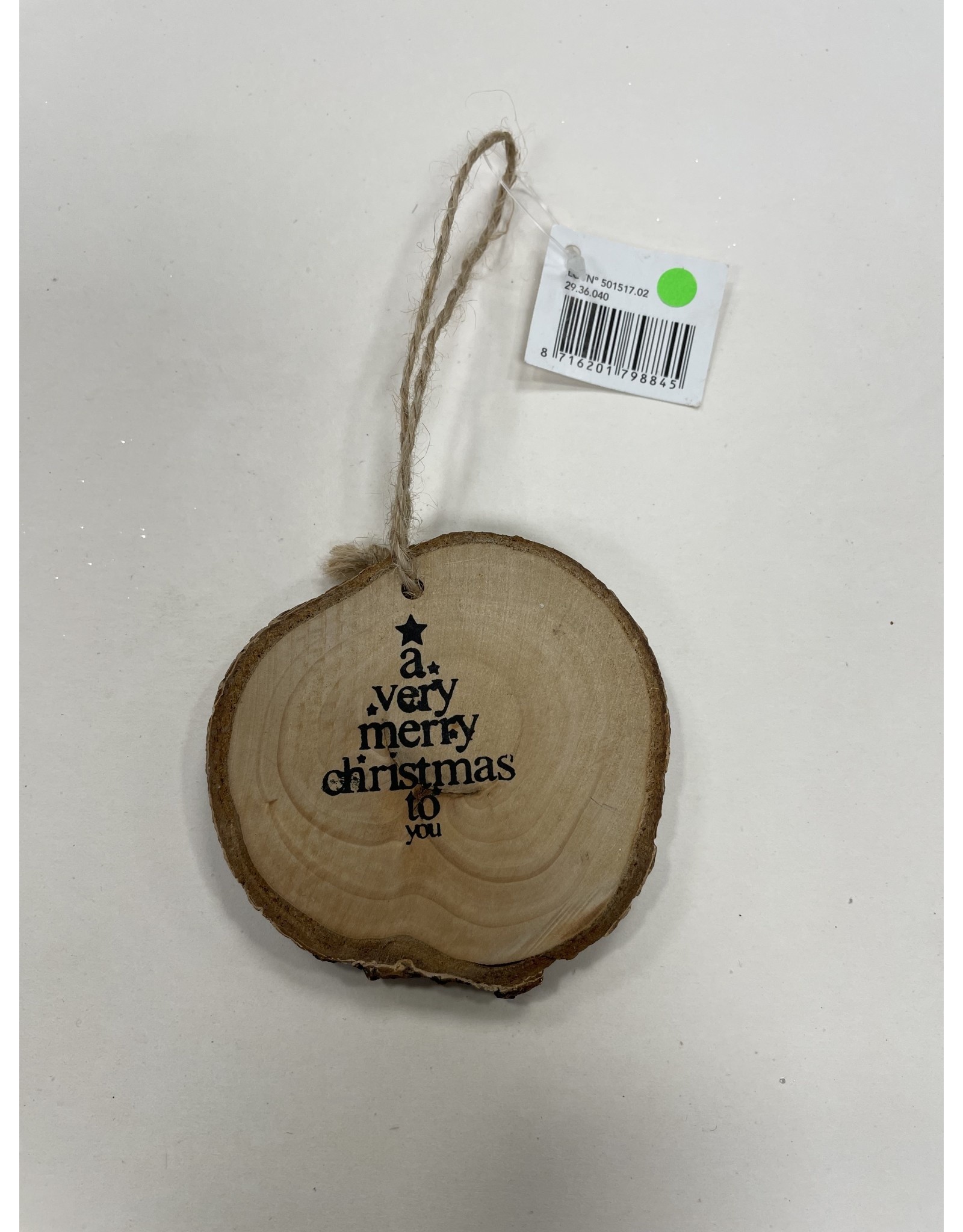 MERKLOOS KERSTBOOM HANGER HOUT MET TEXT