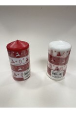 MERKLOOS KERST STOMP KAARS MET DECORATIE ROOD/WIT