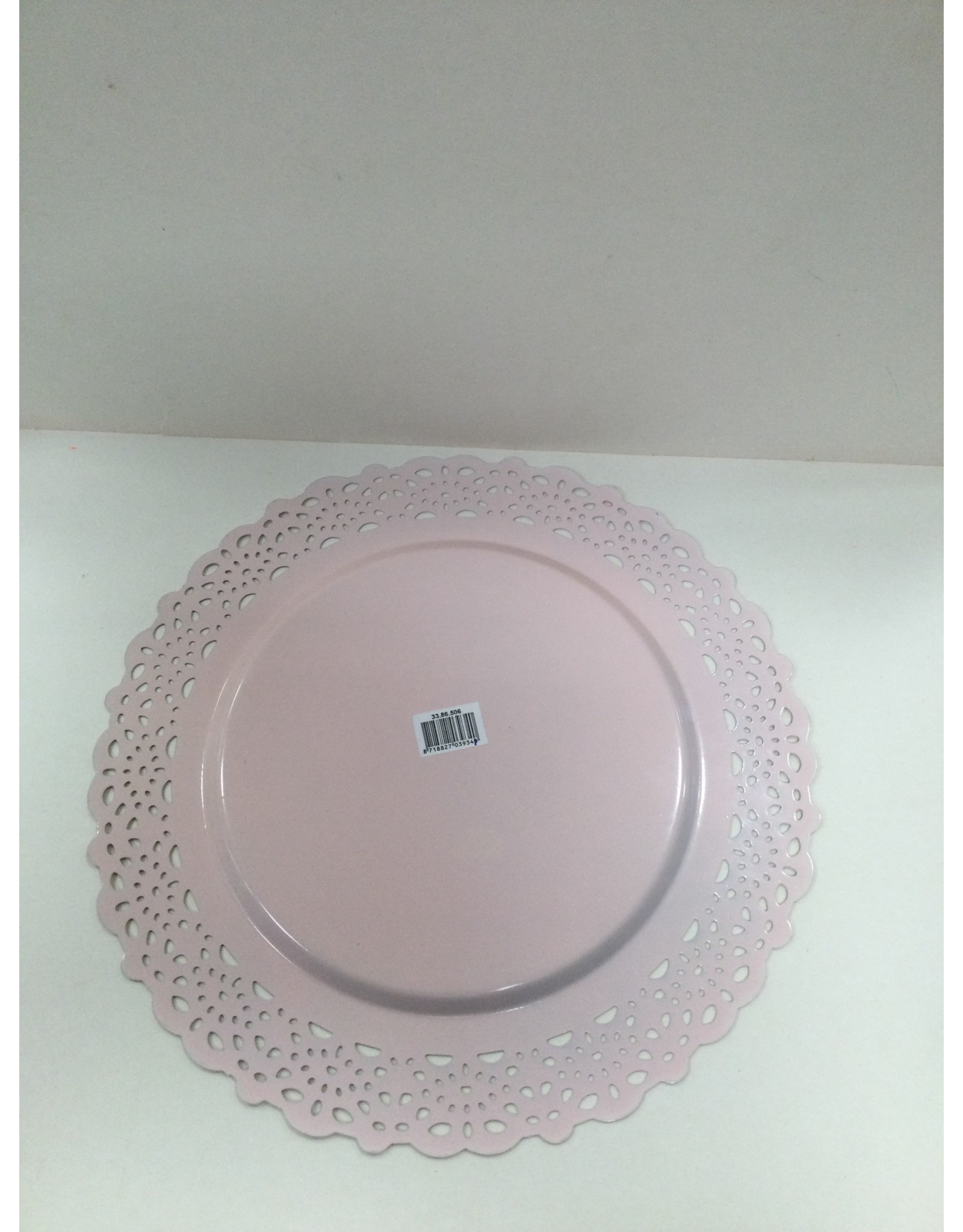 MERKLOOS Onderboden/dienblad  34,5 cm metal met kante licht roze