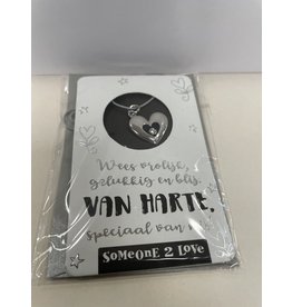 TOUCHE Ketting -Touw ketting  met zilver hartje  Van Harte