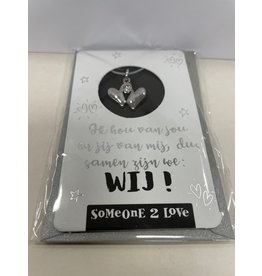 TOUCHE Ketting -Touw ketting  met zilver hartjes Wij