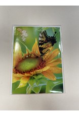 Zonnebloem met vlinder- Touche cards met envelop