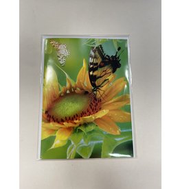 Zonnebloem met vlinder- Touche cards met envelop