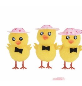 Paas kuikentje met hoed 5cm set van 3
