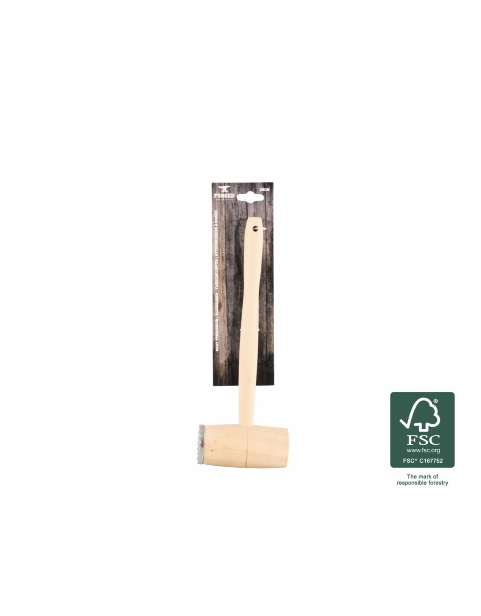 Vleeshamer - Hout - 28x10x4.5cm - RVS plaat