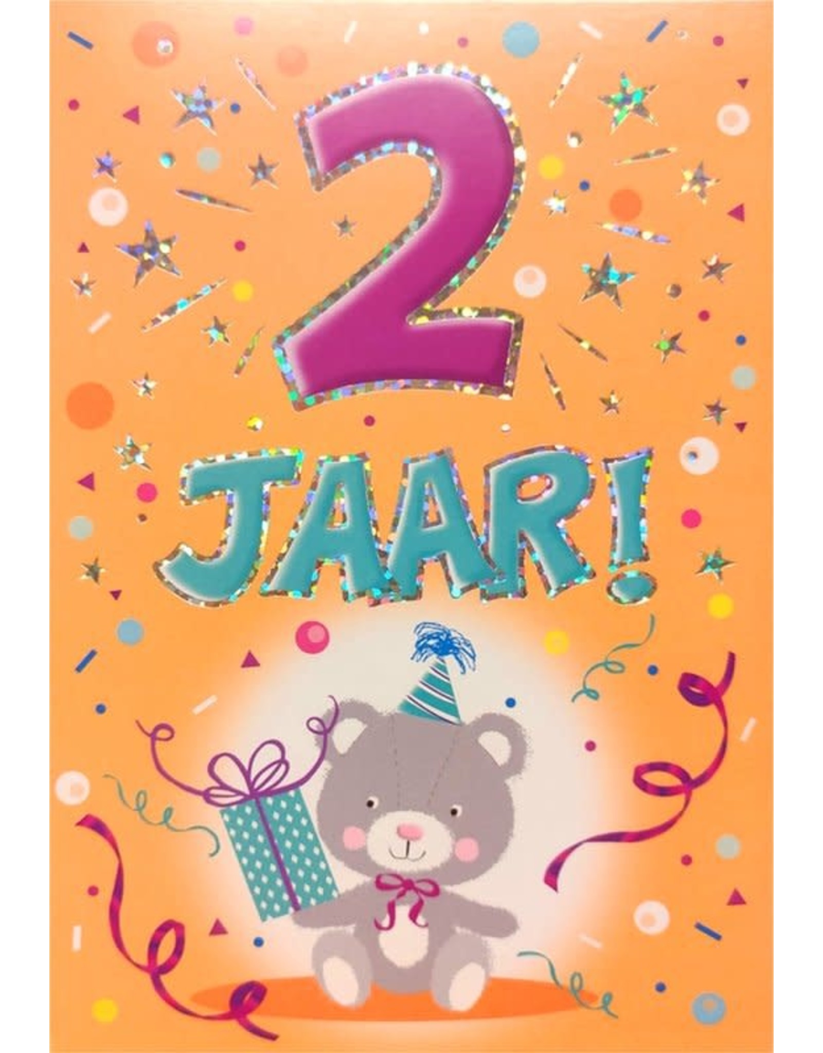 ARTIGE Verjaardagskaart 2 jaar met tekst 17 x 11,5cm)