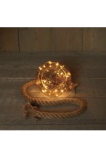 Bal glas goud 15cm aan 1 meter touw 10 LEDS warmwit