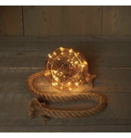 Bal glas goud 15cm aan 1 meter touw 10 LEDS warmwit