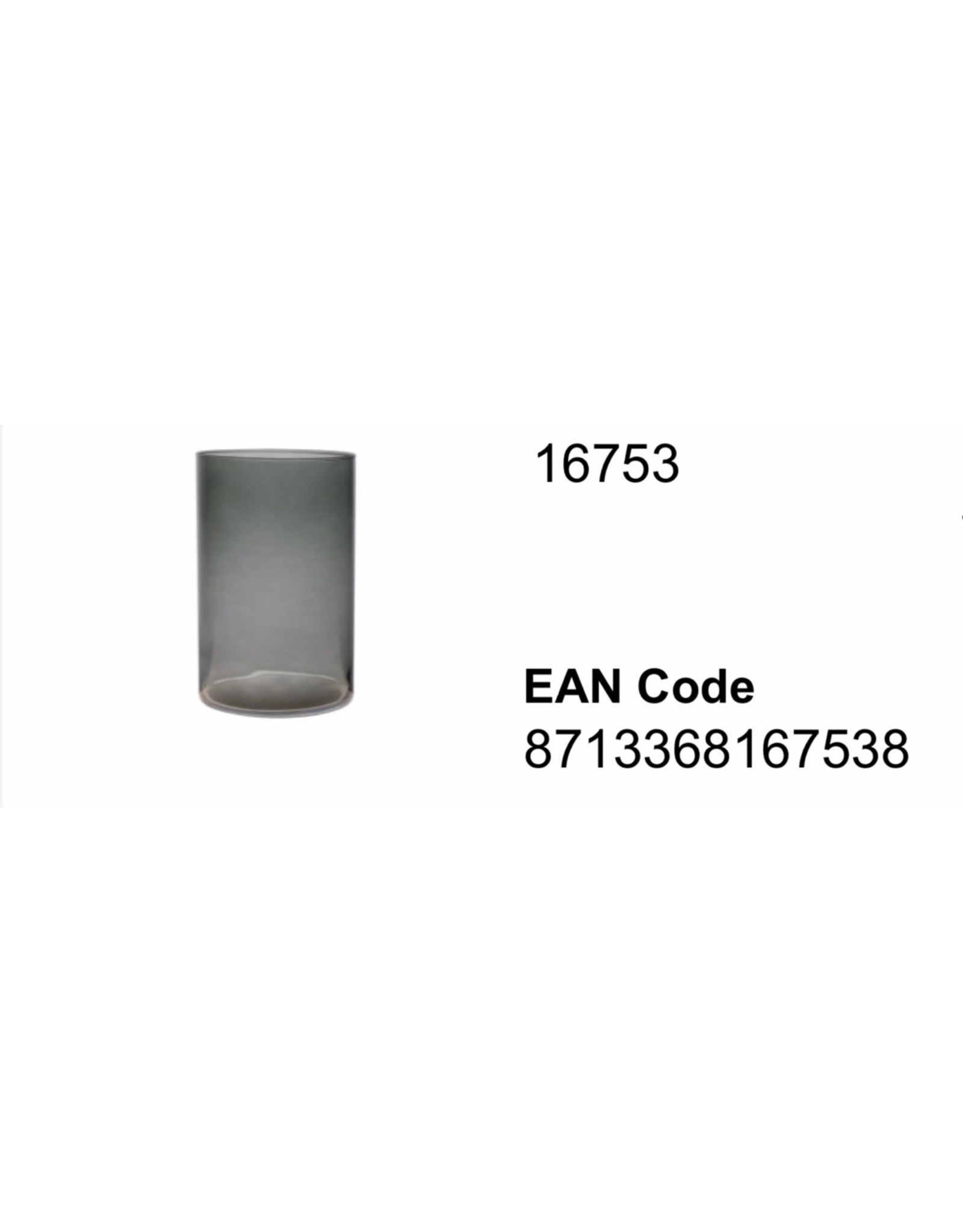 B Living Vaas Essentials Levi cylinder dark grey transp. H21xD14cm