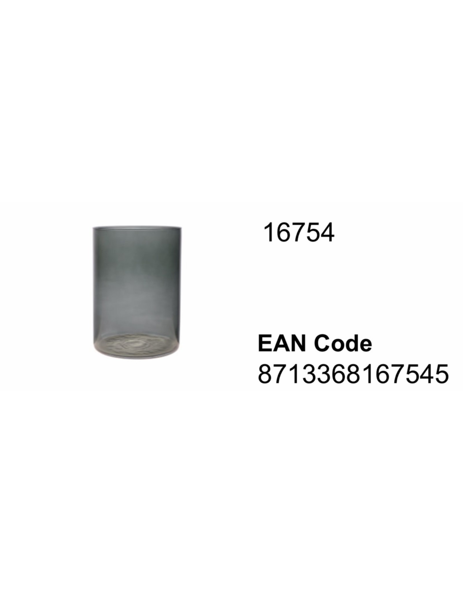 B Living Vaas Essentials Levi cylinder dark grey transp. Dark Grey H25xD18