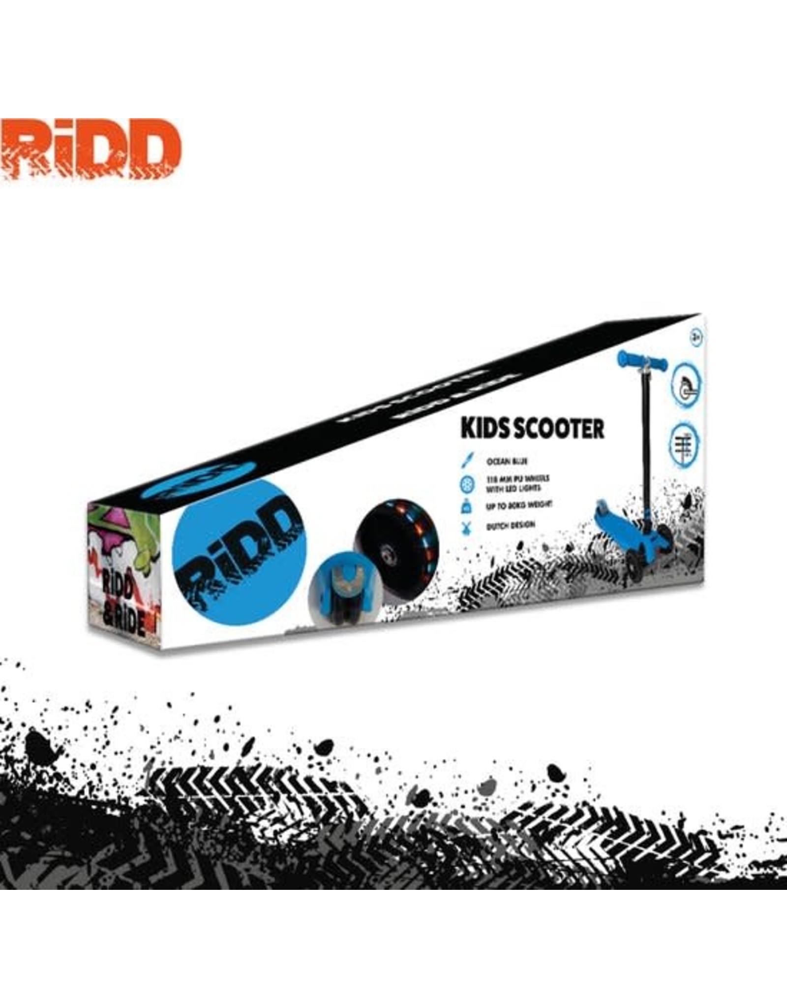 RIDD RiDD Kids Scooter - Stunt Scooter - Step - ABEC-7 - Vanaf 3 jaar - 2 Achterwielen met LED verlichting - RVS Rem - Blue - Blauw