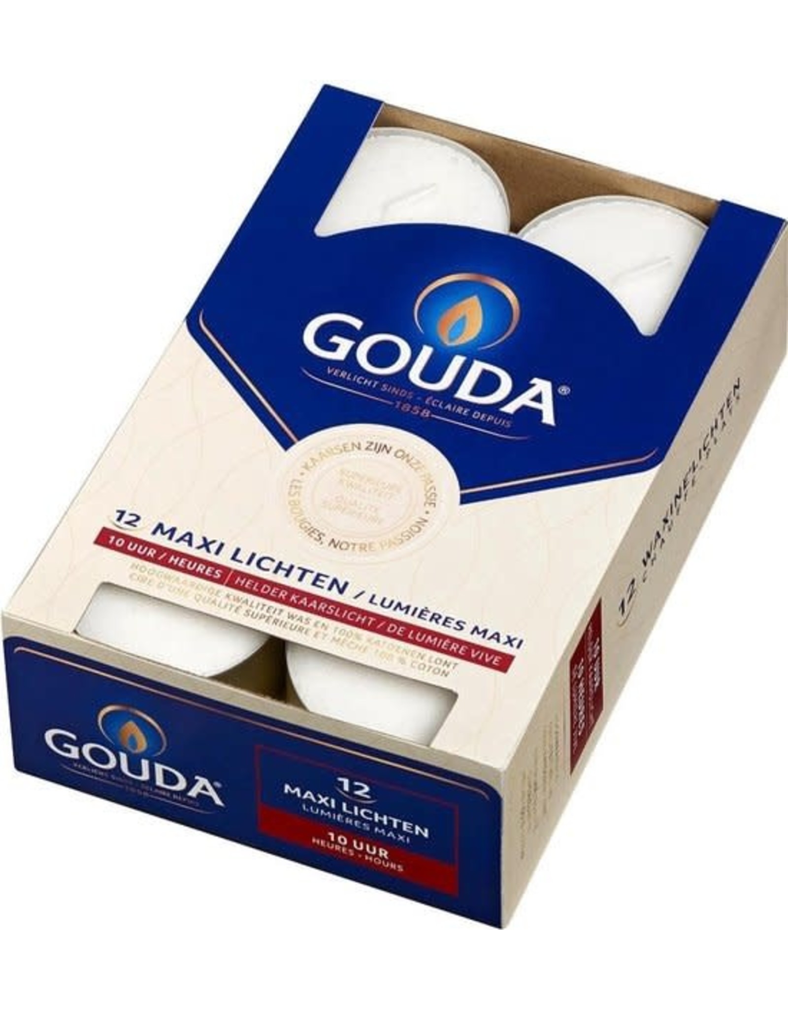 BOLSIUS Gouda Waxinelichten wit 10 uur 12 stuks