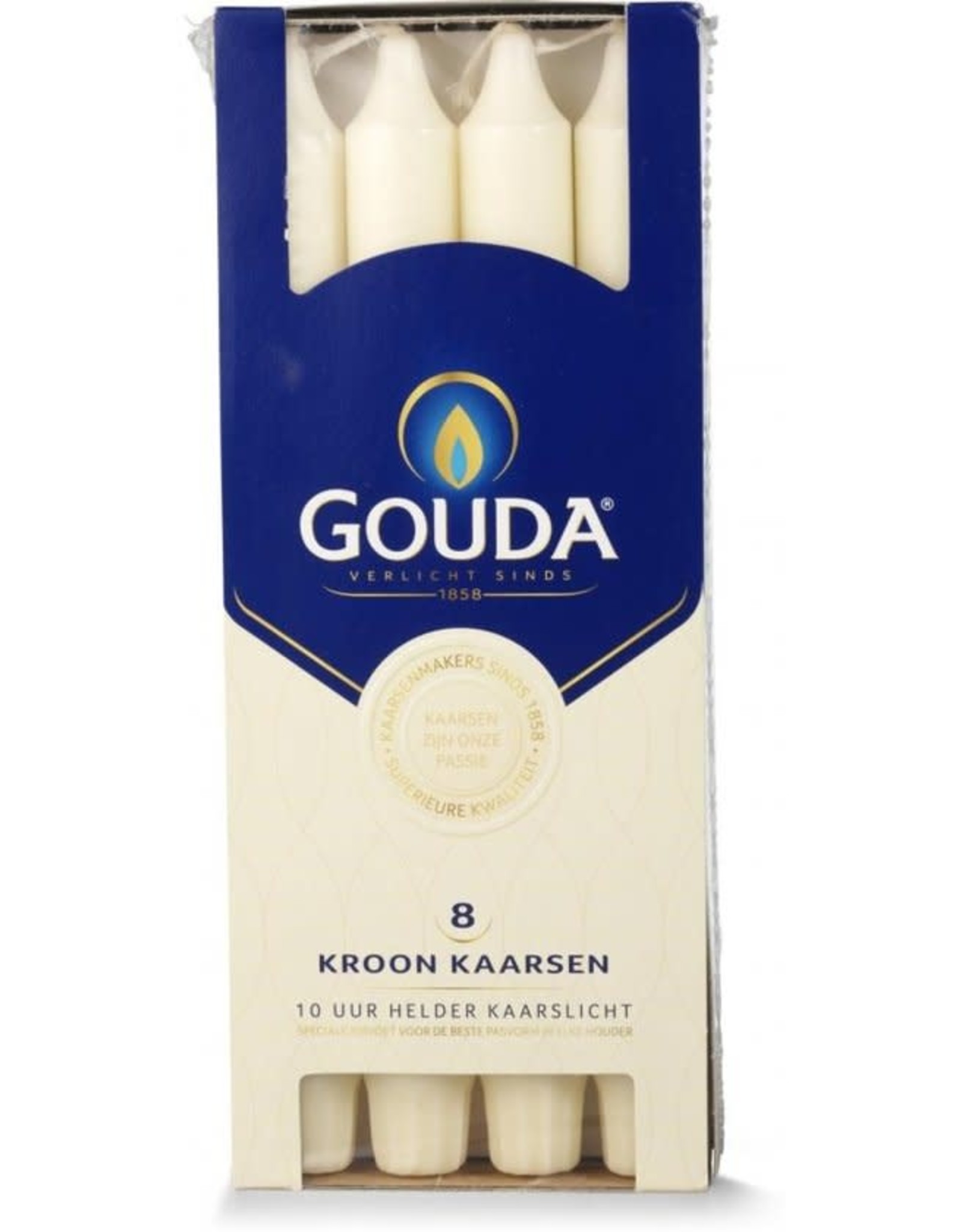 GOUDA Gouda kroonkaars - crème - doos met 8 stuks