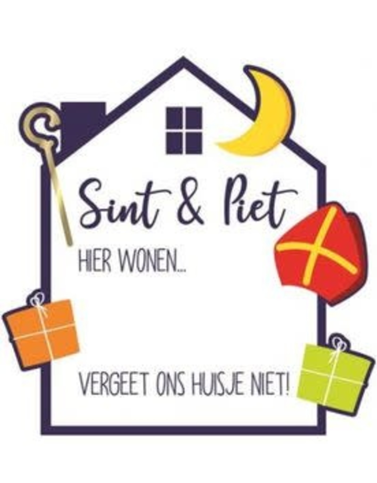Haza Haza Original Raambord Sint & Piet Junior 50 Cm Papier Wit