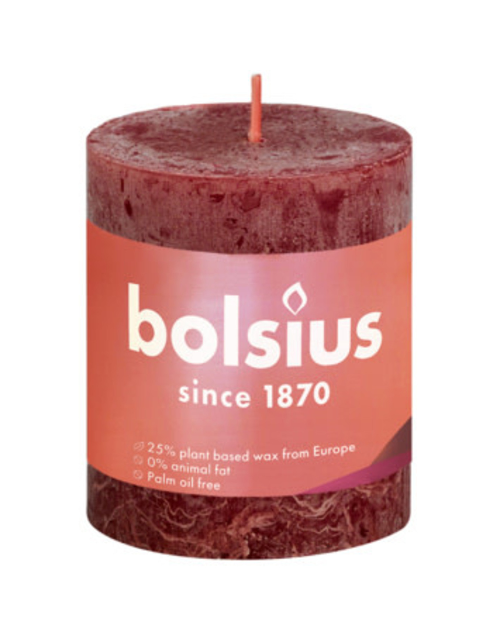 BOLSIUS Rustiek Stompkaars 80/68 Velvet Red