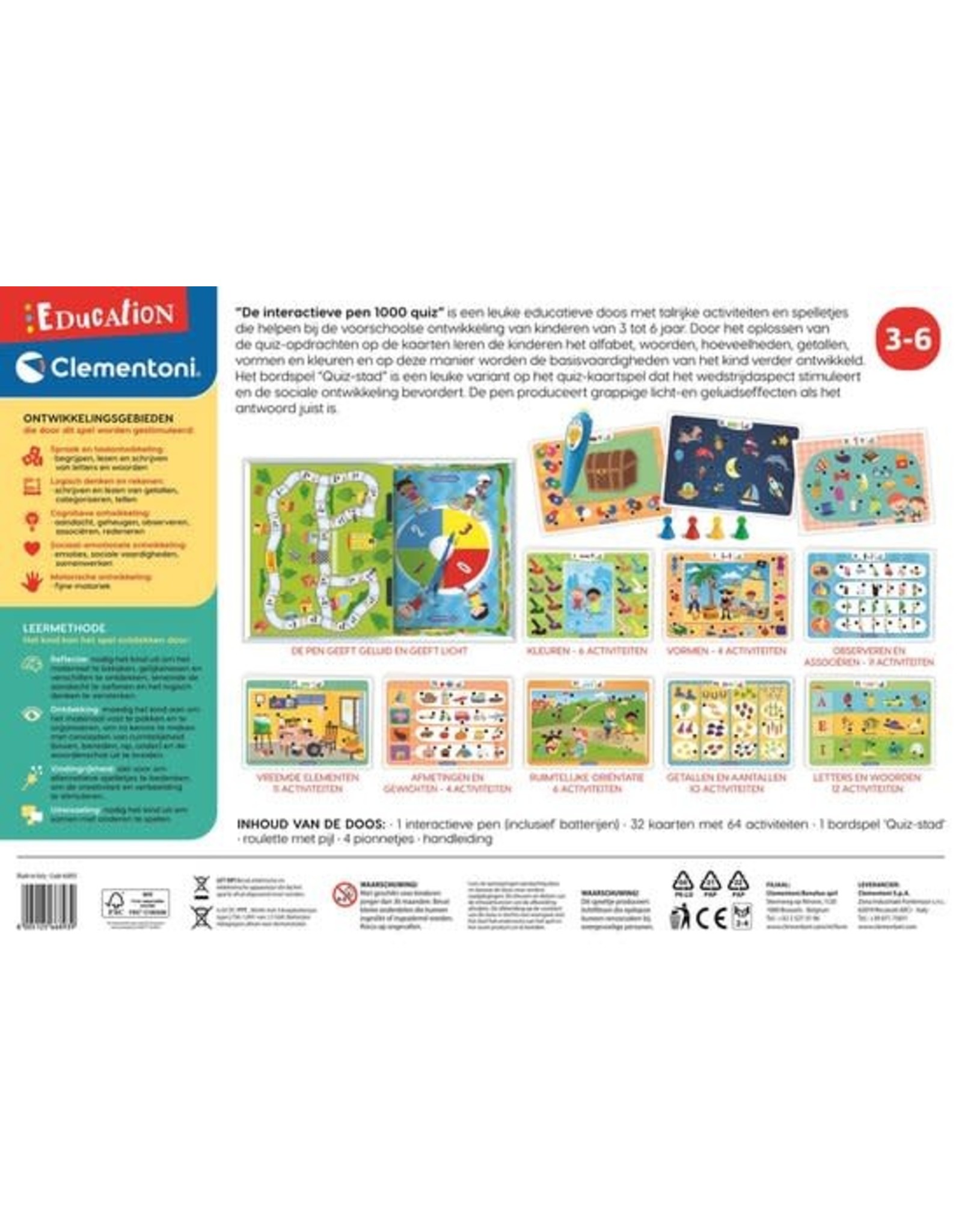 CLEMENTONI Education Clementoni - Interactieve Pen 1000 Quiz - Met Bordspel - Educatief Speelgoed 3-6 Jaar