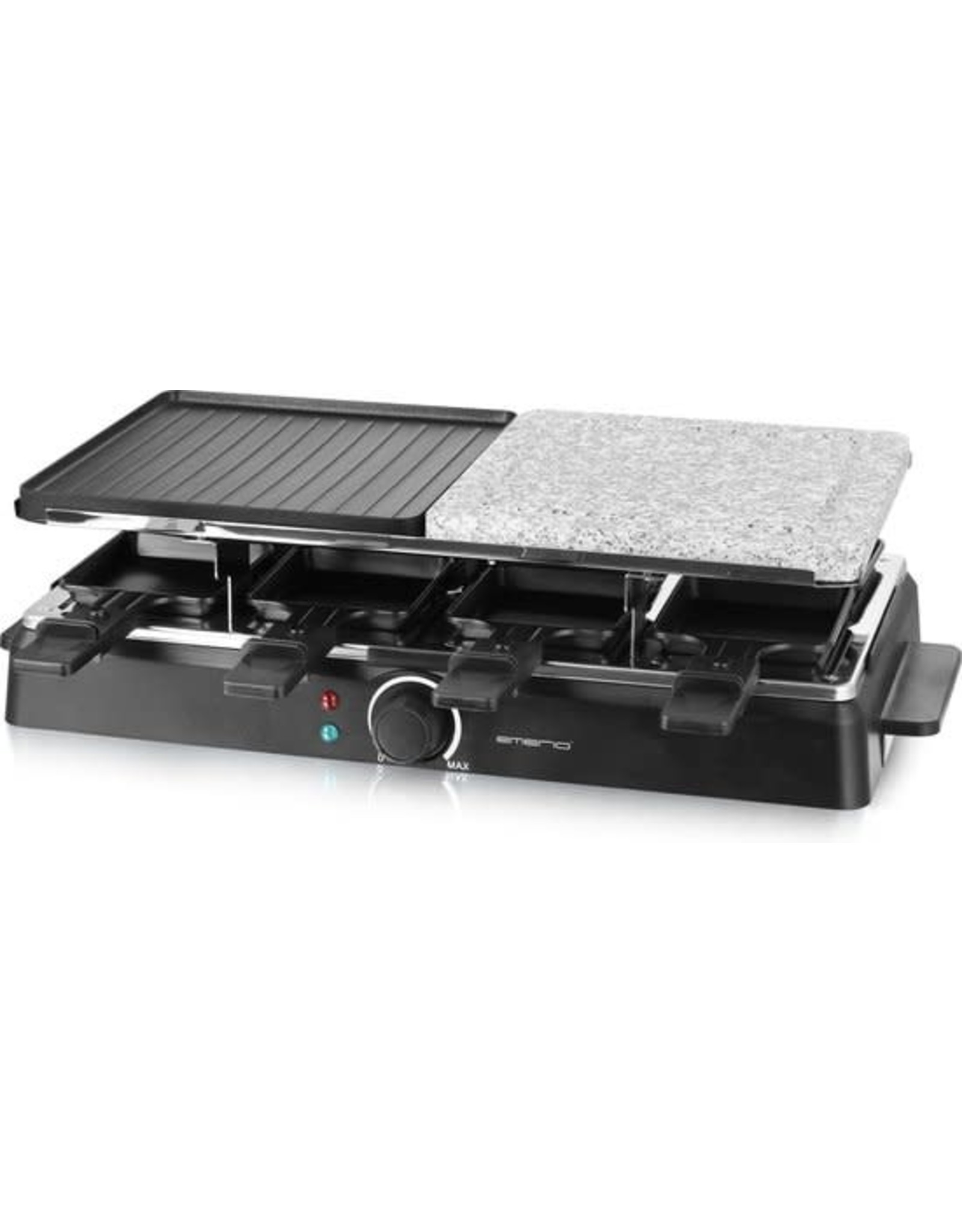 Emerio Emerio RG-126708 - Raclette - Grill Plaat - Steen - 8 Pannetjes - Regelbare Thermostaat