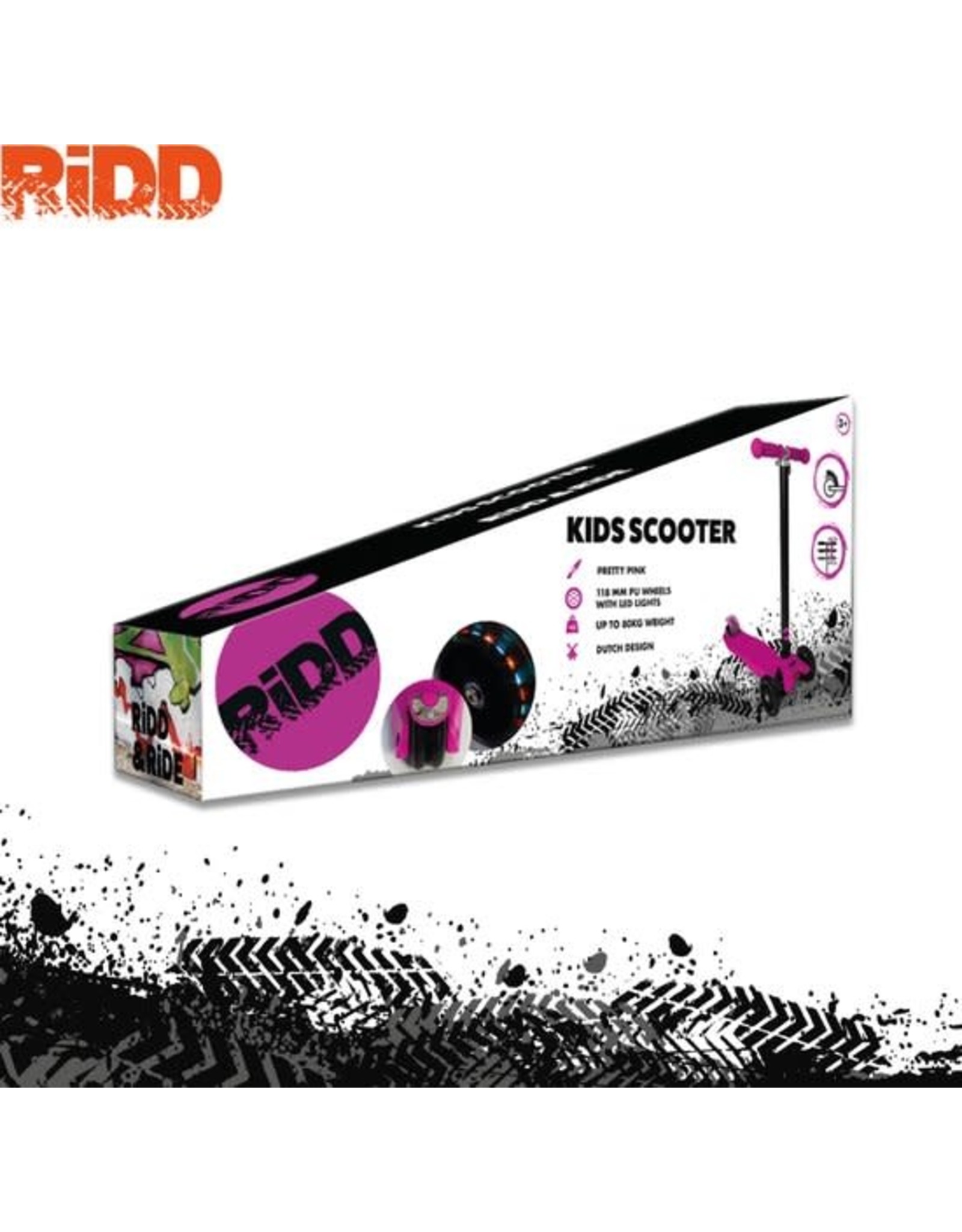 RIDD RiDD Kids Scooter - Stunt Scooter - Step - ABEC-7 - Vanaf 3 jaar - 2 Achterwielen met LED verlichting - RVS Rem - Pink - Roze