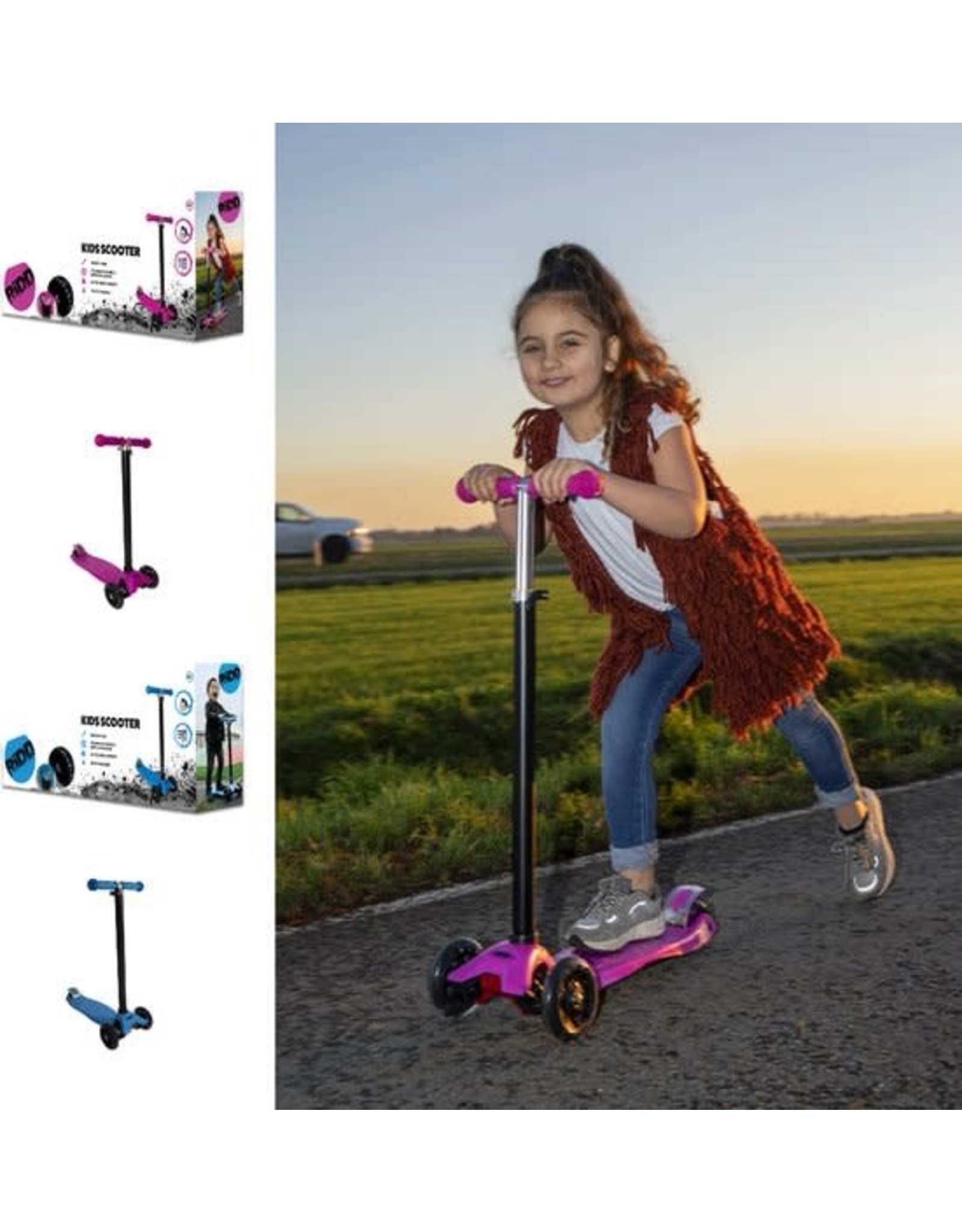 RIDD RiDD Kids Scooter - Stunt Scooter - Step - ABEC-7 - Vanaf 3 jaar - 2 Achterwielen met LED verlichting - RVS Rem - Pink - Roze