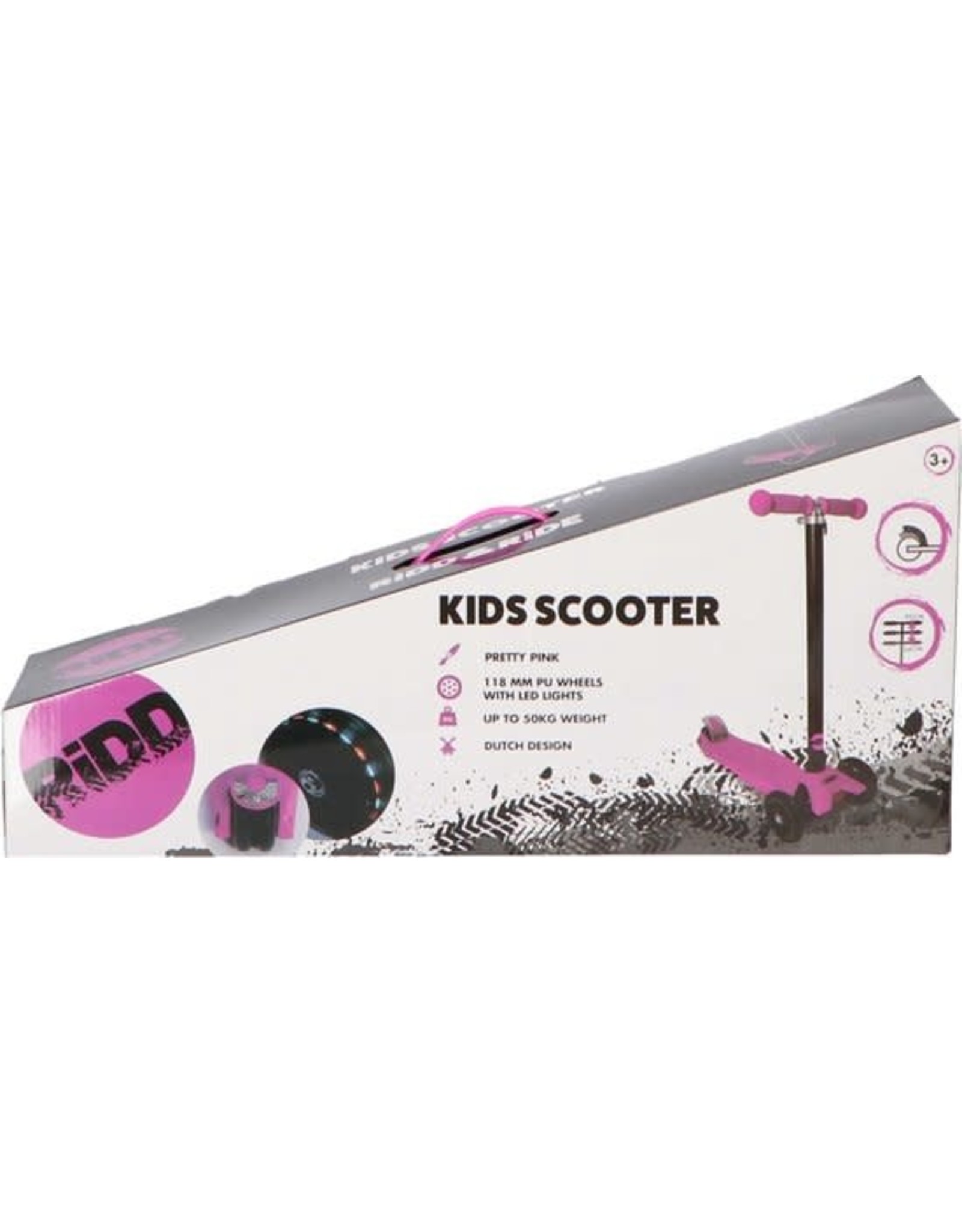 RIDD RiDD Kids Scooter - Stunt Scooter - Step - ABEC-7 - Vanaf 3 jaar - 2 Achterwielen met LED verlichting - RVS Rem - Pink - Roze