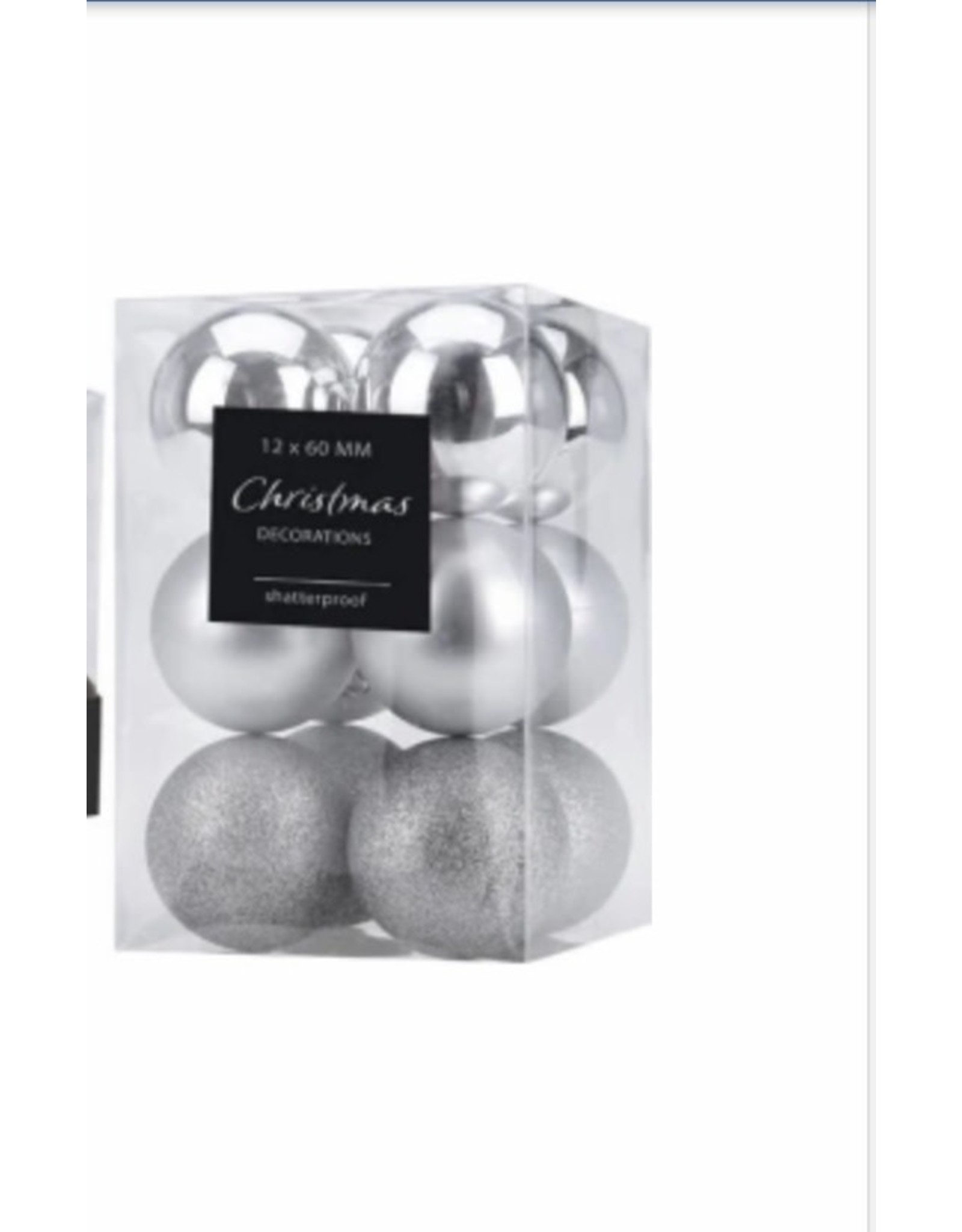 MERKLOOS Kerstbal Onbreekbaar 6.00cm 12 stuks - Zilver